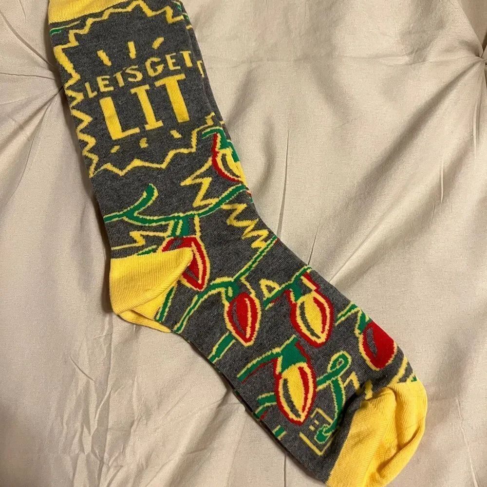 Festive Gray and Yellow Socks